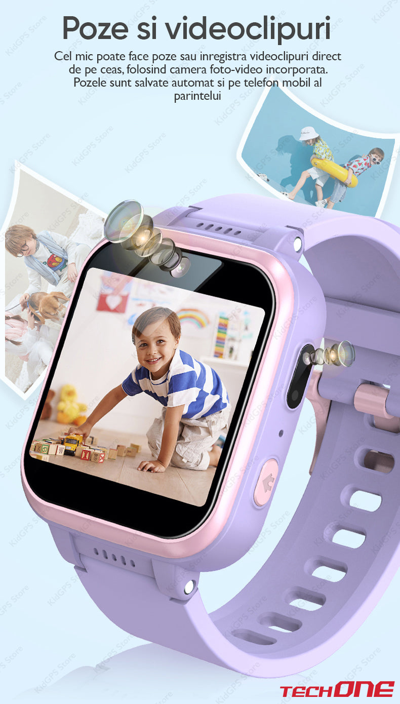 Ceas smartwatch copii Techone Y90, Roz Ceas smartwatch copii Techone Y90, Roz